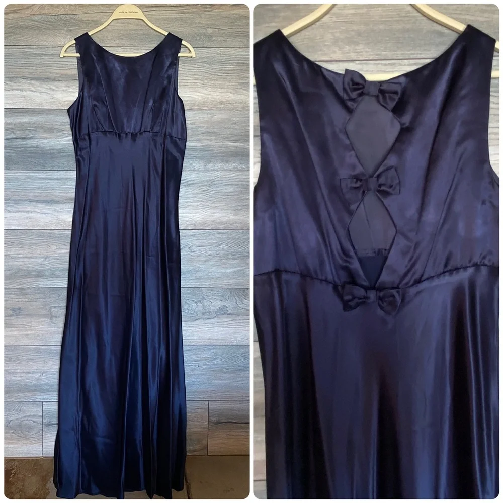 R-Wear Rampage clothing Y2K vintage navy bow satin dress S